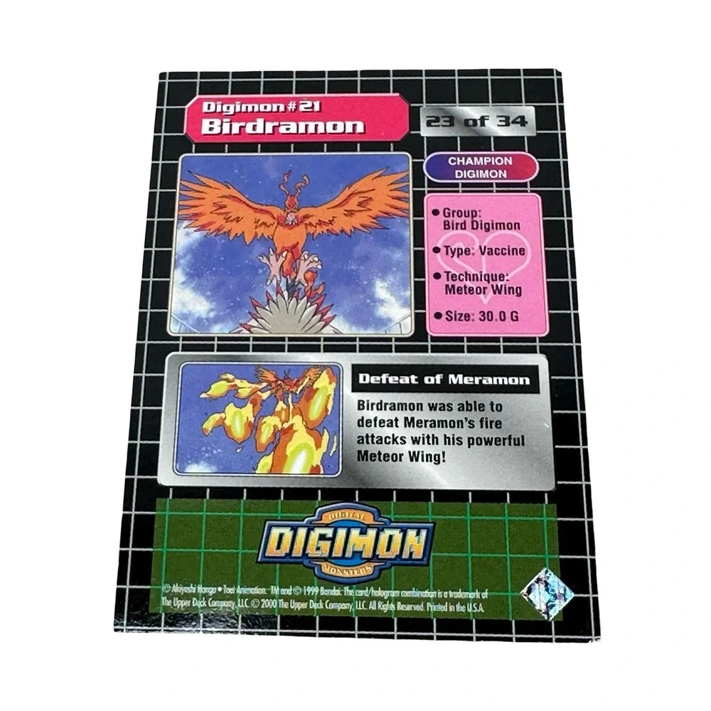 Digimon Birdramon 21 Series 1 Prism Holofoil Card 23 of 34 Upper Deck 1999